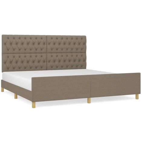 Lit avec tête de lit Taupe 200x200 Tissu 2 (1/5)