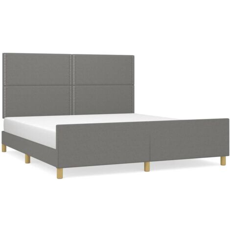 Lit avec tête de lit Gris foncé 180x200 Tissu (1/5)