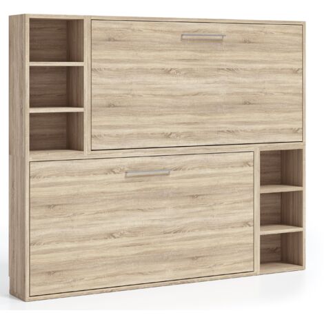 Lit escamotable superposé horizontal 2 couchages 90x180 avec étagères Binka-Coffrage Cambrian-Façade Cambrian (1/5)