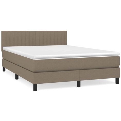 Lit à sommier tapissier avec matelas Taupe 140x190 Tissu (1/5)