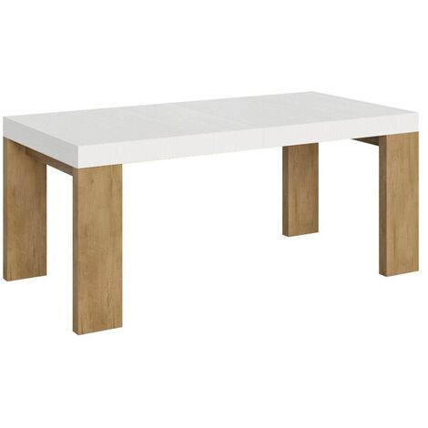 Table rectangulaire extensible blanche et bois clair 180 à 440cm Ribo-Support 4 pieds (1/5)