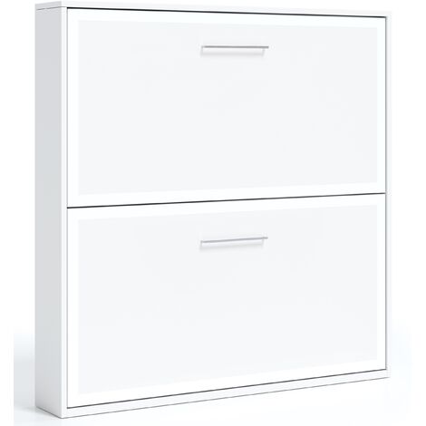 Lit escamotable horizontal superposé 90x180 Labela-2 matelas-Coffrage Chêne blanc-Façade Gris anthracite (1/5)