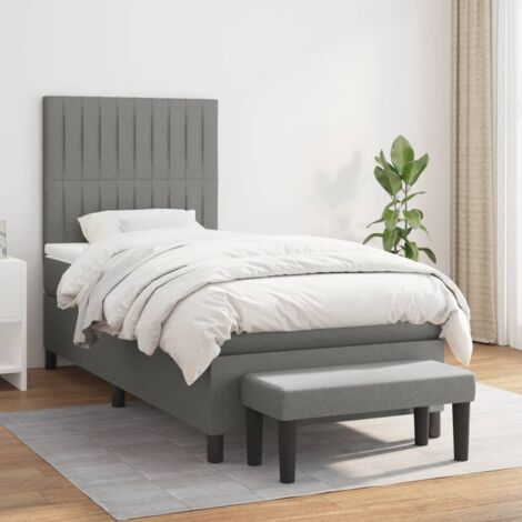 Lit à sommier tapissier avec matelas Gris foncé 80x200 Tissu 8 (1/5)