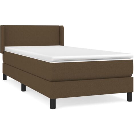 Lit à sommier tapissier avec matelas Marron foncé 100x200 (1/5)