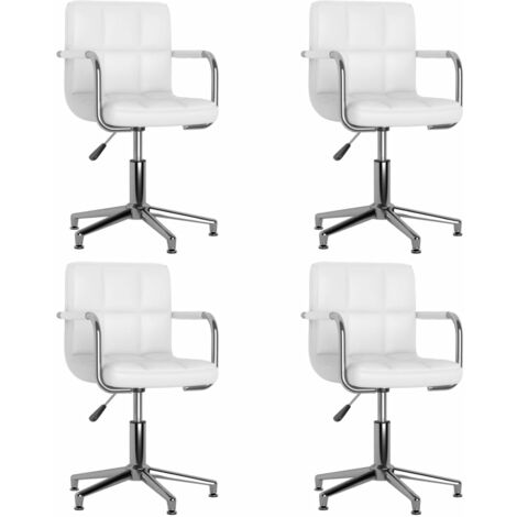 Chaises pivotantes de salle à manger 4 pcs Blanc Similicuir 6 (1/5)