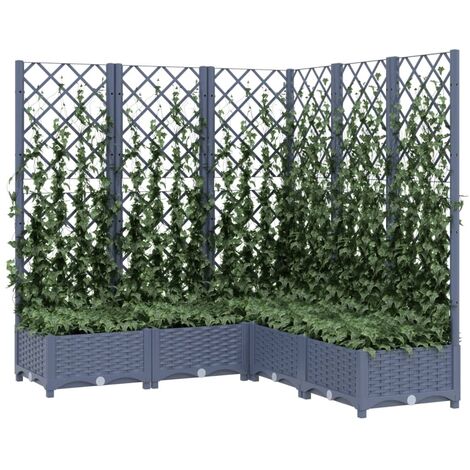 Jardinière avec treillis Gris foncé 120x120x121,5 PP (1/5)
