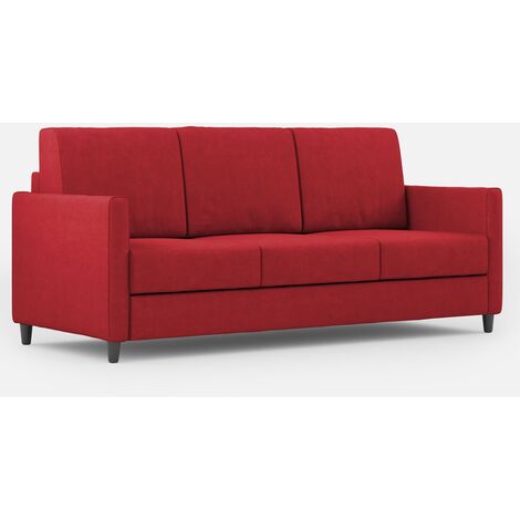 Canapé droit moderne italien tissu rouge Korane - 3 tailles-Taille 198 cm (1/5)