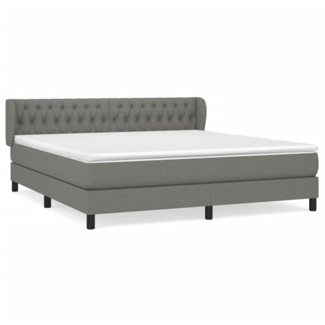 Lit à sommier tapissier avec matelas Gris foncé 180x200 Tissu 2 (1/5)
