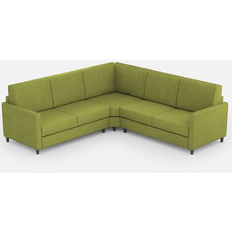 Canapé d'angle moderne italien tissu vert pistache Korane - 5 tailles-Taille 281x241 cm (1/5)