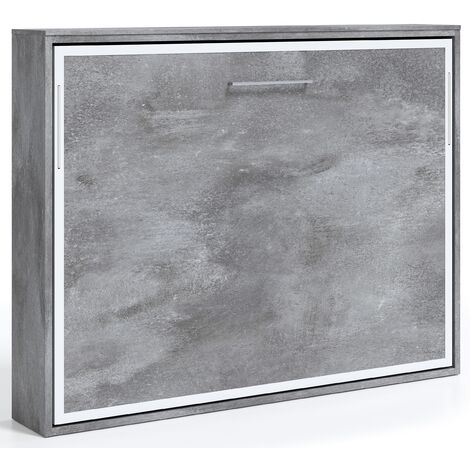 Lit escamotable horizontal 90x200 blanc Angelina-Coffrage Gris anthracite-Façade Gris anthracite (1/5)