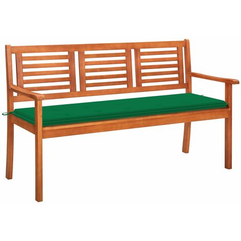 Banc de jardin 3 places avec coussin 150cm Bois d'eucalyptus 4 (1/5)