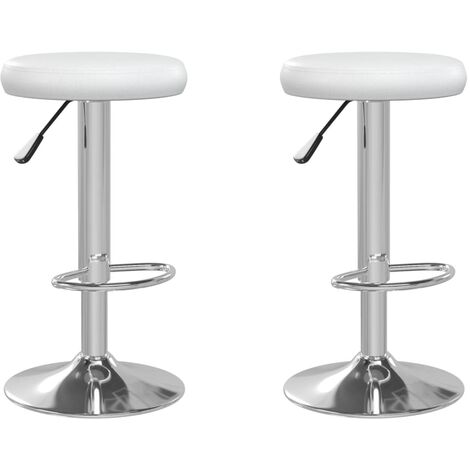 Tabourets de bar 2 pcs Blanc Similicuir 11 (1/5)