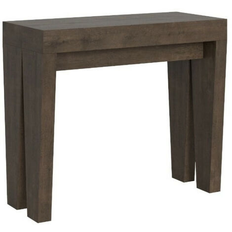 Console extensible bois foncé 14 personnes 40 à 300cm Sambo-Support 2 pieds (1/5)