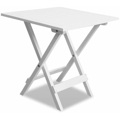 Table de bistro Blanc 46x46x47 Bois d'acacia massif (1/5)