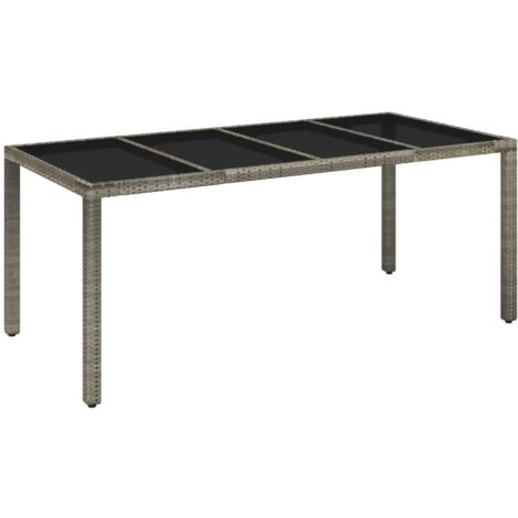 Table de jardin dessus en verre Gris 190x90x75 Résine tressée (1/5)