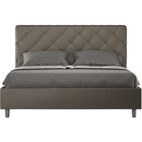 Lit adulte italien matelassé simili cuir Paryse-Couleur Capuccino-160x200-Option Avec sommier (1/5)