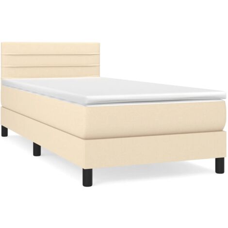 Lit à sommier tapissier avec matelas Crème 80x200 Tissu 2 (1/5)
