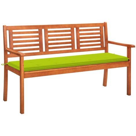 Banc de jardin 3 places avec coussin 150cm Bois d'eucalyptus 20 (1/5)