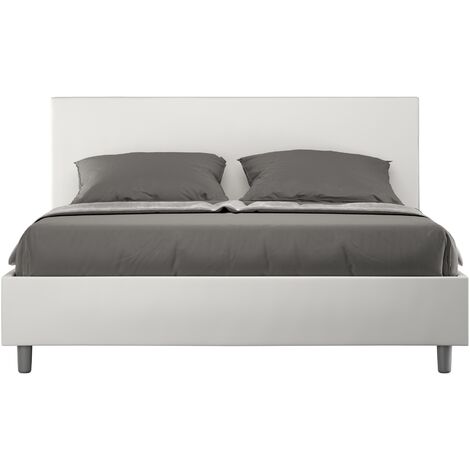 Lit moderne simili cuir Adelyne-Couleur Blanc-160x200-Option Avec sommier (1/5)