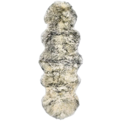 Tapis en peau de mouton 60x180 Mélange de gris foncé (1/4)