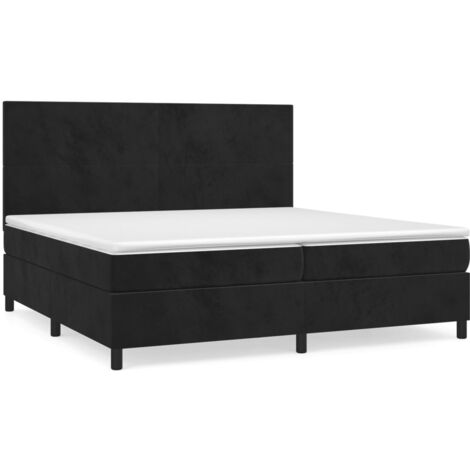 Lit à sommier tapissier et matelas Noir 200x200 Velours 4 (1/5)