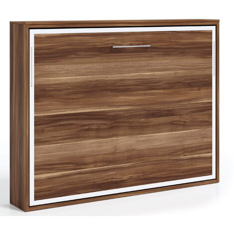 Lit escamotable horizontal 90x190 Angelina-Avec matelas-Coffrage Ebene-Façade Blanche (1/5)