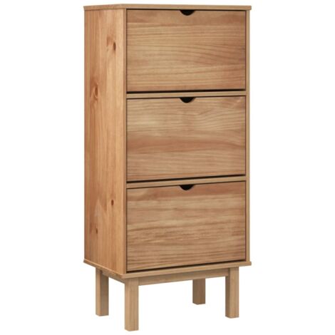 Armoire à chaussures OTTA avec 3 tiroirs Marron Bois massif pin (1/5)