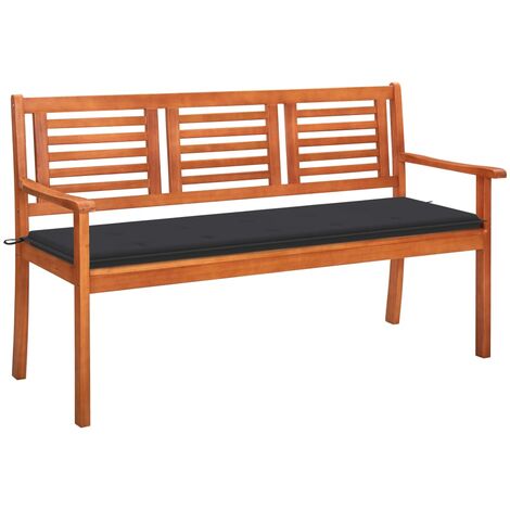 Banc de jardin 3 places avec coussin 150cm Bois d'eucalyptus 14 (1/5)