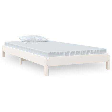 Lit empilable Blanc 90x190 Bois de pin massif (1/5)