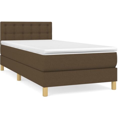 Lit à sommier tapissier avec matelas Marron foncé 80x200 8 (1/5)