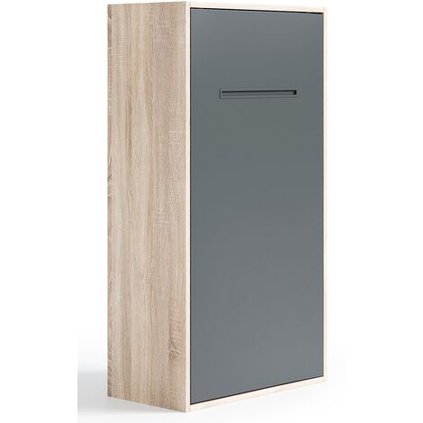 Lit escamotable vertical 140x190 Kibou-Coffrage Vison 3D-Façade Gris ciment (1/5)