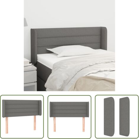 Tête de lit avec oreilles Gris foncé 83x16x78-88 Tissu (1/5)