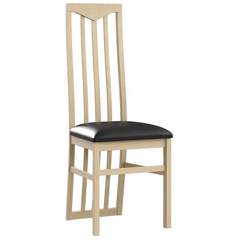Chaise moderne chêne clair et assise simili cuir noir Italino (1/4)