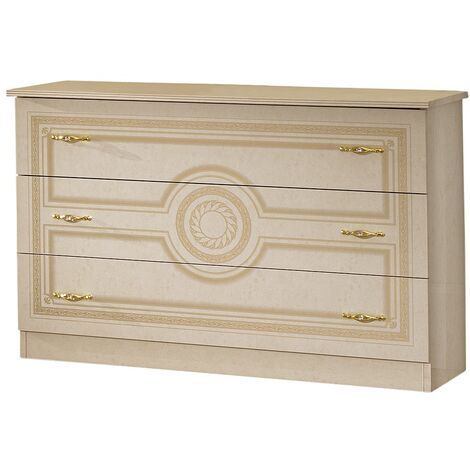 Commode 3 grands tiroirs laqué beige Soraya 116cm (1/3)