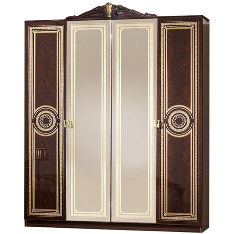 Armoire adulte 4 portes laqué acajou Soraya 193cm (1/5)