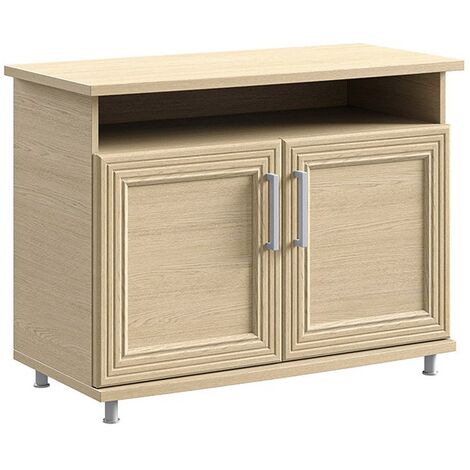 Meuble TV moderne 2 portes 1 niche chêne clair Italino 105cm (1/3)