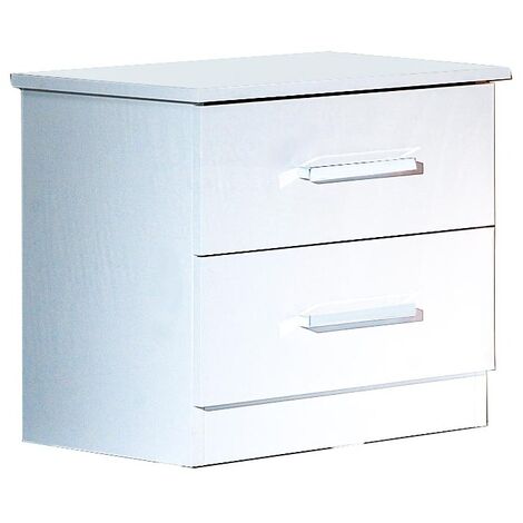 Chevet moderne 2 tiroirs bois blanc laqué Mona 50cm (1/3)