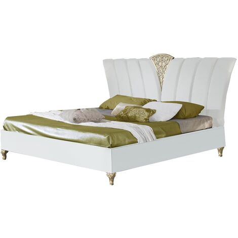 Lit design laqué blanc et doré Jade 160x200 (1/4)