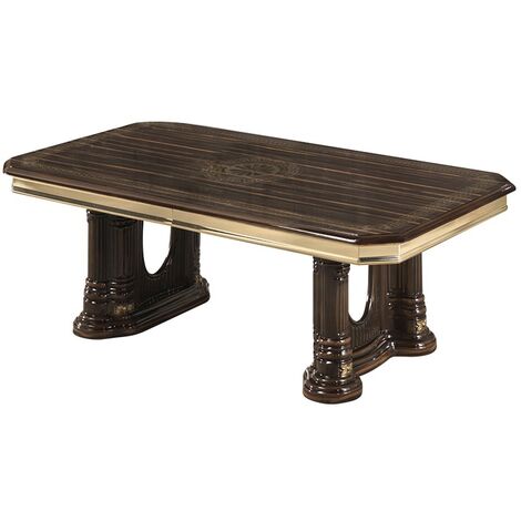 Table basse rectangulaire bois laqué vernis laqué brillant et doré Vinza 130cm (1/3)