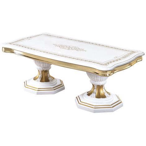Table basse bois laqué vernis laqué brillant et doré Lesly 130cm