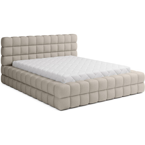 Lit avec coffre de rangement Kaizer prestige – Revêtement tissu capitonné-Beige-160x200 (1/5)