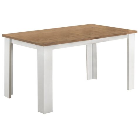 Table à manger rectangulaire bois Oak et blanc brillant Sting 160cm (1/3)