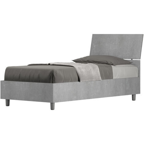 Lit en bois avec tête de lit inclinée Renoma-Couleur Gris-80x200-Version avec sommier (1/5)