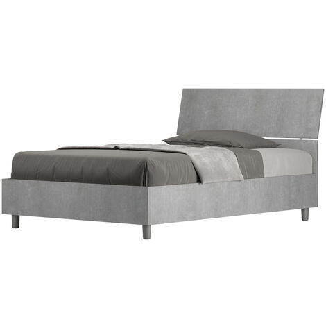 Lit en bois avec tête de lit inclinée Renoma-Couleur Gris-120x200-Version coffre de rangement (1/5)