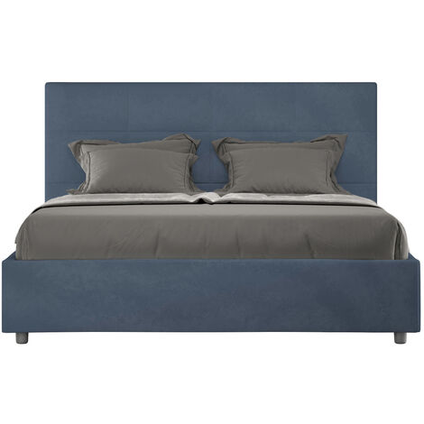 Lit capitonné microfibre Mira-Couleur Bleu turquin-160x200 (1/5)