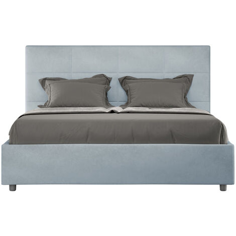 Lit capitonné microfibre Mira-Couleur Bleu charrette-140x190-Option Avec coffre (1/5)