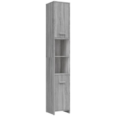 Armoire de bain Sonoma gris 30x30x183,5 Bois d'ingénierie (1/5)