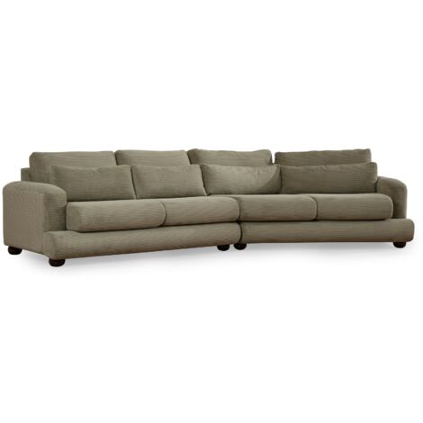 Canapé design arrondie velours côtelé Viktor angle droit-Vert kaki-angle droit (1/5)
