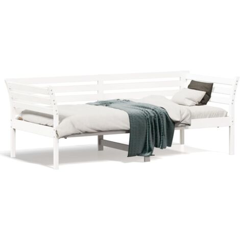 Lit de jour Blanc 90x190 Bois de pin massif (1/5)