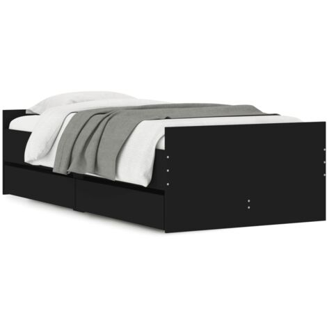 Cadre de lit avec tiroirs noir 75x190 (1/5)